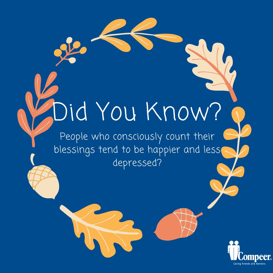 CompeerFriends's tweet image. Did You Know? People who consciously count their blessings tend to be happier and less depressed?

Try a gratitude shout out ~ tag someone below and express your thanks to them!

#Compeer #Gratitude #CheckOnYourFriends #MentalHealth #HealingPowerOfFriendship
