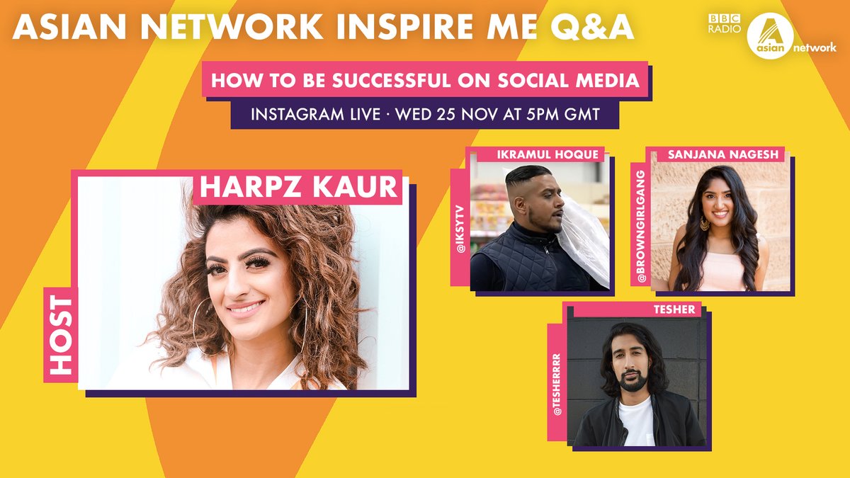 Want to find out how you can be the next social media influencer? 🤳🏽 @Iksytv1, @TesherMusic and @browngirlgang's Sanjana Nagesh will be joining @HarpreetUK on our Instagram tomorrow from 5pm to share how they have built their brands online! Who's looking forward to this one? 🙌🏽