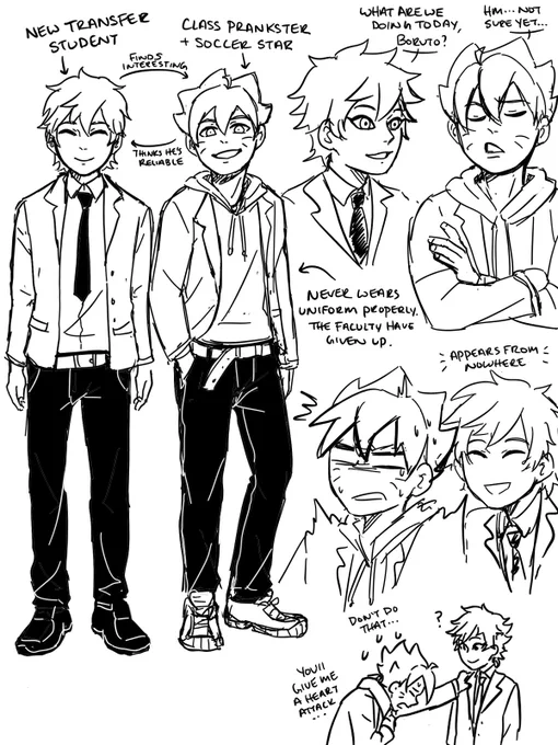 Junior High AU
Introducing the troublemaking duo Mitsuki and Boruto!! 