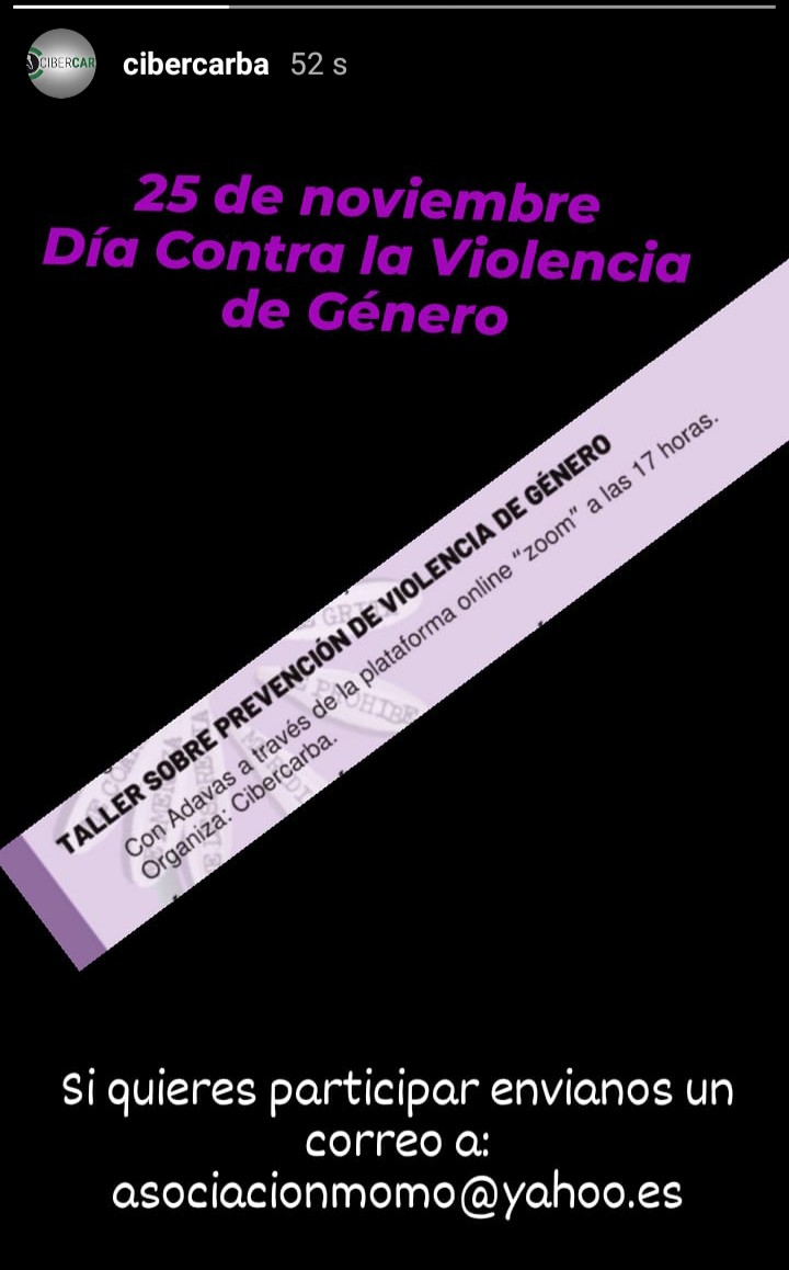 CiberCarba's tweet photo. Taller de prevención de la violencia de Género con ADAVAS. https://t.co/zZ6h8Cz5Jk