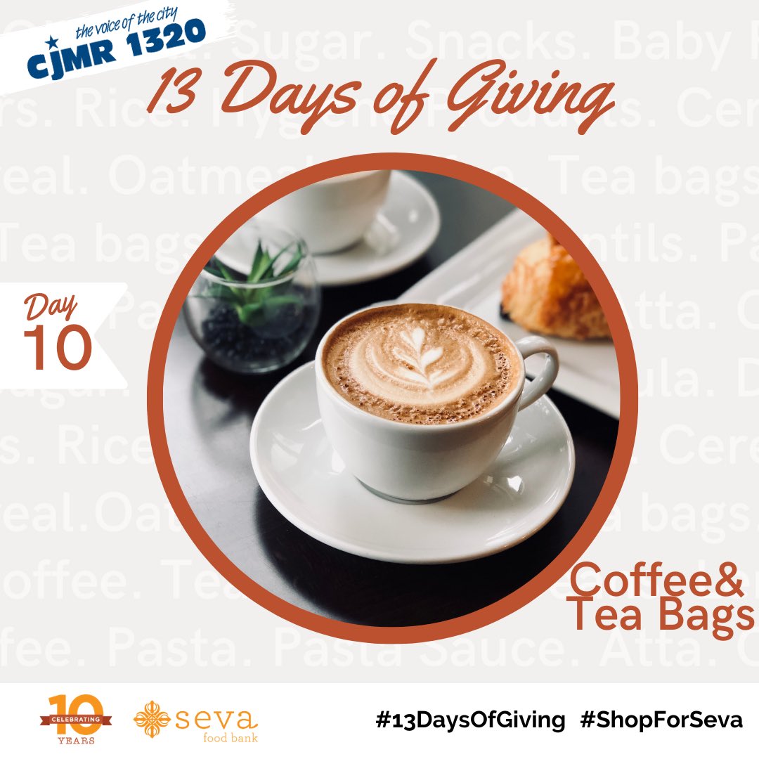 SevaFoodBank's tweet photo. Help us collect our 13 most needed items over the next 13 days!
On Day 10 of our CJMR 1320 Guru Nanak Gurpurab Food Drive, our most needed item is Coffee & Tea Bags.
#13DaysOfGiving #ShopForSeva https://t.co/5iAjOb3mMR