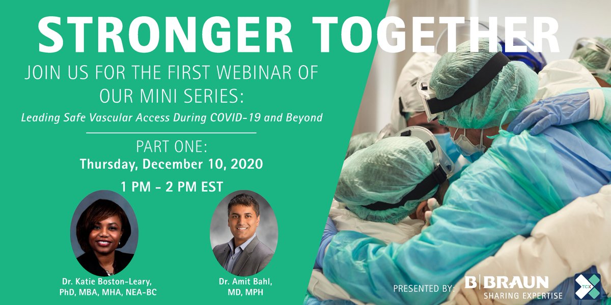 theclinicianx's tweet photo. Join @theclinx and @BBraunUSA: Thursday, Dec 10 at 1:00p EST for Webinar 1 in the #StrongerTogether Series

Series Moderator: Stephanie Pitts MSN, RN, CPN, VA-BC™
Speakers: Amit Bahl MD, MPH and Katie Boston-Leary PhD, MBA, MHA, NEA-BC

Learn More> https://t.co/Ww4yryixTa https://t.co/tc1fyZ5BWC