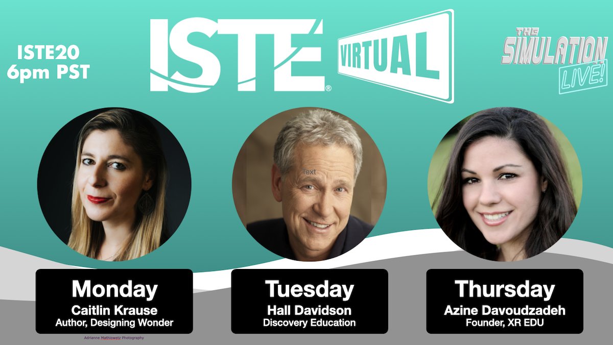 ISTEvirtual's tweet photo. Going to #ISTE20 next week? Join #ISTEvirtual at 6pm PST on Monday, Tuesday, &amp; Thursday during the conference for a 3 part series on the "History of Spatial Learning". 
@MindWise_CK, @HallDavidson, &amp; @azined will be there! https://t.co/VAJXMS5VUR #ISTE #Singularity #VR #ARVRinEDU https://t.co/ZKSfBNC2tx