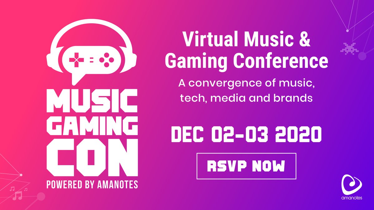 #MusicGamingCon™️ coming to the interwebs near you: 12/2-12/3. Stacked w/ gems 💎 &amp; expert knowledge 🧠 on the most exciting cross-section in culture 🎵 x 🎮 x💲

Register + see line-up (still adding) here: musicgamingcon.amanotes.com (<a href="/musicgamingcon/">Music Gaming Con</a> <a href="/AmanotesGlobal/">Amanotes</a> <a href="/beatsbyteslive/">Beats + Bytes</a>)