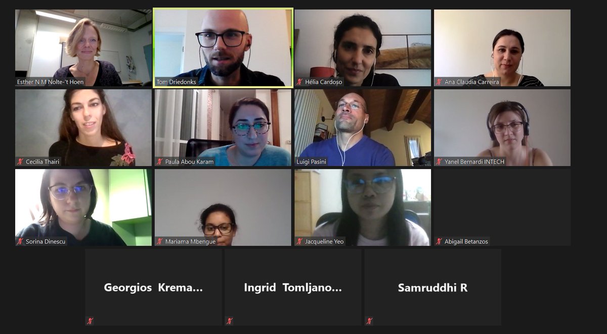 tomdriedonks's tweet photo. Great Q&A session with @EstherNolteHoen on #extracellularvesicle #RNA in one of the breakout sessions of the #EMBLEVs virtual EV course https://t.co/4oTD7VTy0h