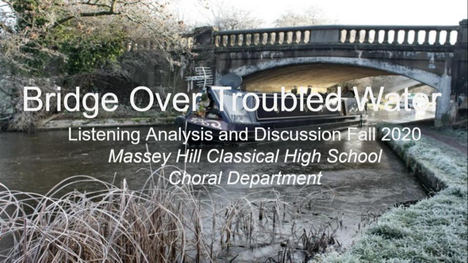 MHCHSChorus's tweet photo. Students are doing an excellent job analyzing and critiquing five different performances of our current piece Bridge Over Troubled Water, noting their unique similarities and differences. @masseyhillclass #VocalMusicVirtualLearning #MasseyHillStrong https://t.co/PwOdq6raxP