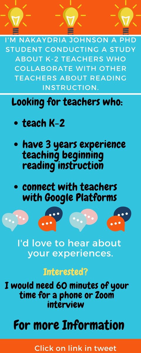 What #literacyapproaches have you shared with other #k2teachers through #virtualcollaboration? I’m a #PhDstudents conducting interviews to learn about collaboration with Google platforms #GoogleEdu to support #readinginstruction.  Click on bit.ly/3nWfVin and Share!