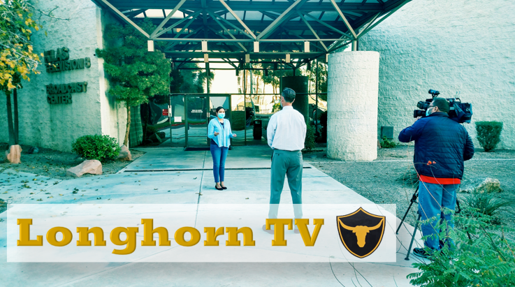 Book_Master_555's tweet photo. As you may know, my pandemic project has been the inception and development of the school TV program, Longhorn TV. @8NewsNow will soon feature this on "What’s Cool at School," which is hosted by @BrianLoftus8. The team did a pandemic friendly interview in front of KLAS. https://t.co/ma0eyCOYIx