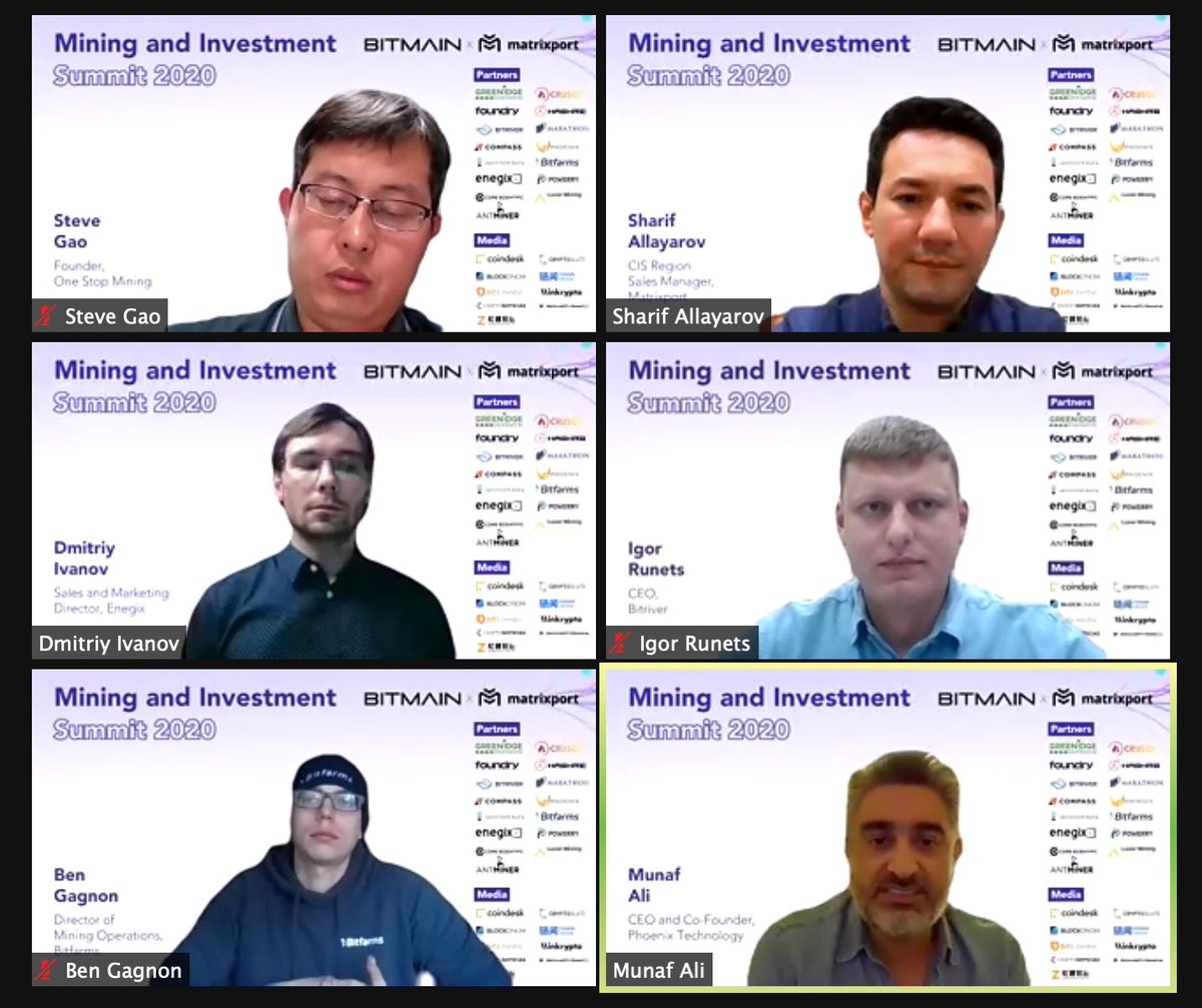 BITofficial_EN's tweet photo. We are discussing about Global Mining Landscape and Opportunities at #MIS2020,
Tune into the discussion with @OneMining @EnegixLLC @BitRiverMining @Bitfarms_io Phoenix+@BITMAINtech NOW
Via: https://t.co/WPdpxF1pQm https://t.co/UYmFo797Zv