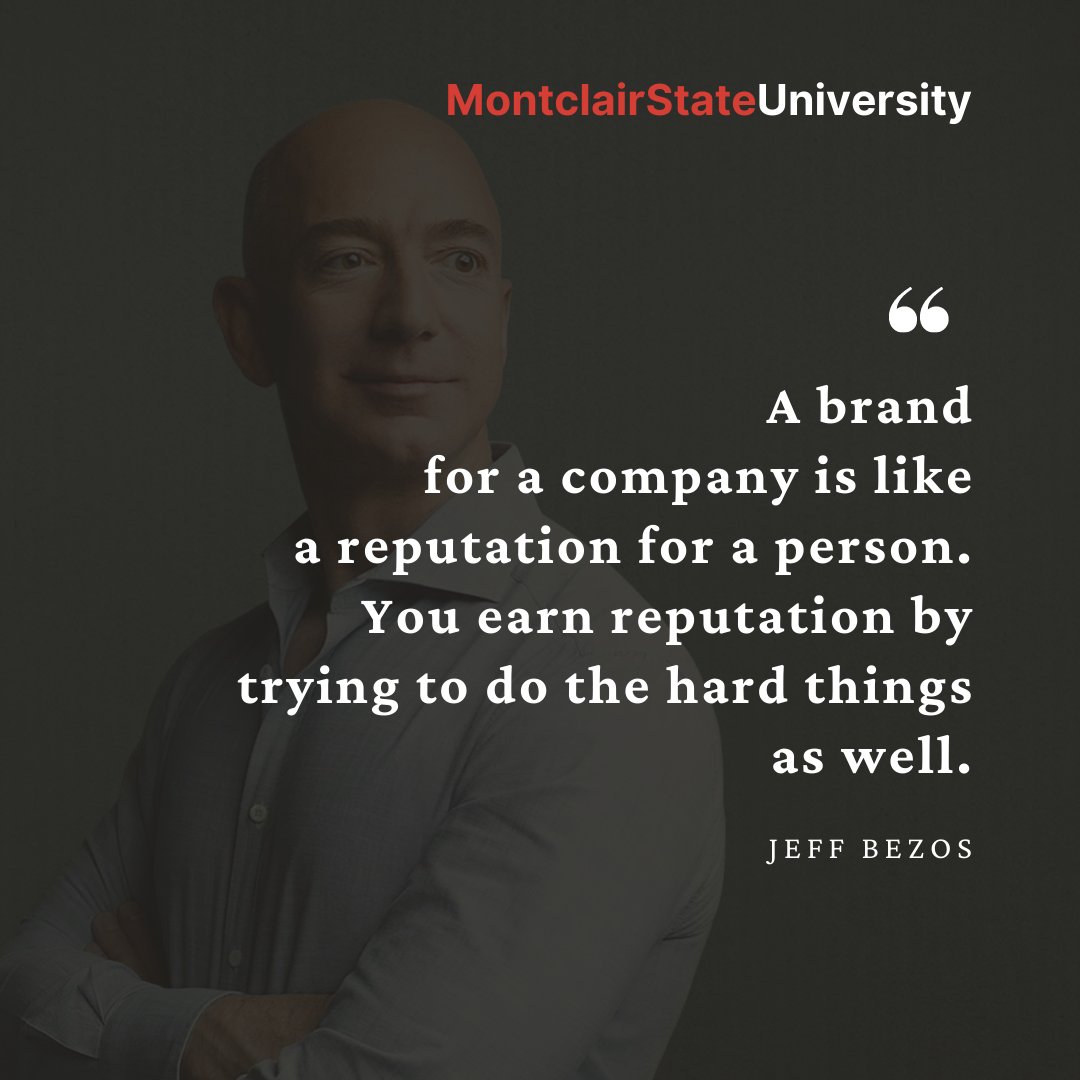 DMatMSU's tweet image. "A brand for a company is like a reputation for a person. You earn reputation by trying to do hard things as well" - @JeffBezos @DMatMSU @BizFeliciano #MKTG573 #2020FG5 #KnowYourSocial #SYGetsHerMBA