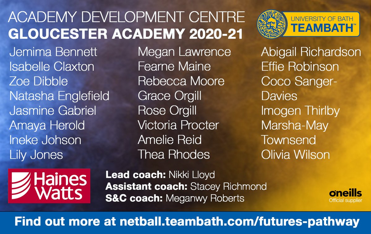 TeamBathNetball's tweet photo. ICYMI Here are the talented young netballers who have been selected for our Academy Development Centre in Gloucestershire for the 2020-21 season, well done all! ππ
Find out more at https://t.co/d0pP7viHQ8 https://t.co/pm04UmeWzC