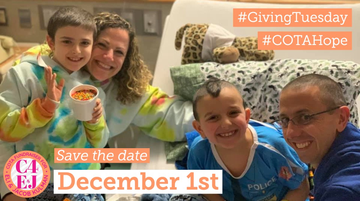 GIVING TUESDAY IS NEXT WEEK! Facebook will match $7M in donations to eligible nonprofits starting at 8am on 12/1. Contact us at COTAforEandJ@gmail.com to set up your FB fundraiser for <a href="/COTA_ORG/">Children's Organ Transplant Association (COTA)</a> in honor of Eli &amp; Jacob.
.
.
#TwoZebraKids #IPEX #BoneMarrowTransplant #BMT #COTAHope