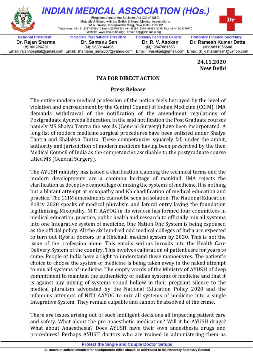 IMAIndiaOrg's tweet photo. #IMA demands withdrawl of the notification of the amendment regulations of Postgraduate  #Ayurveda Education
@PMOIndia 
@drharshvardhan 
@MoHFW_INDIA 
@narendramodi https://t.co/yBI08T6K1K