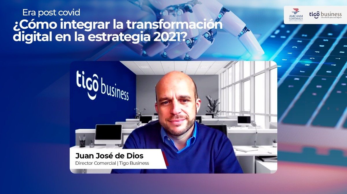 AmChamGT's tweet image. Inicia el #AmChamConnect “Era post covid: ¿cómo integrar la #TransformacionDigital en la estrategia 2021?” a cargo de @jjdedios, director comercial de Tigo Business.    

Siga la transmisión en: m.facebook.com/story.php?stor…