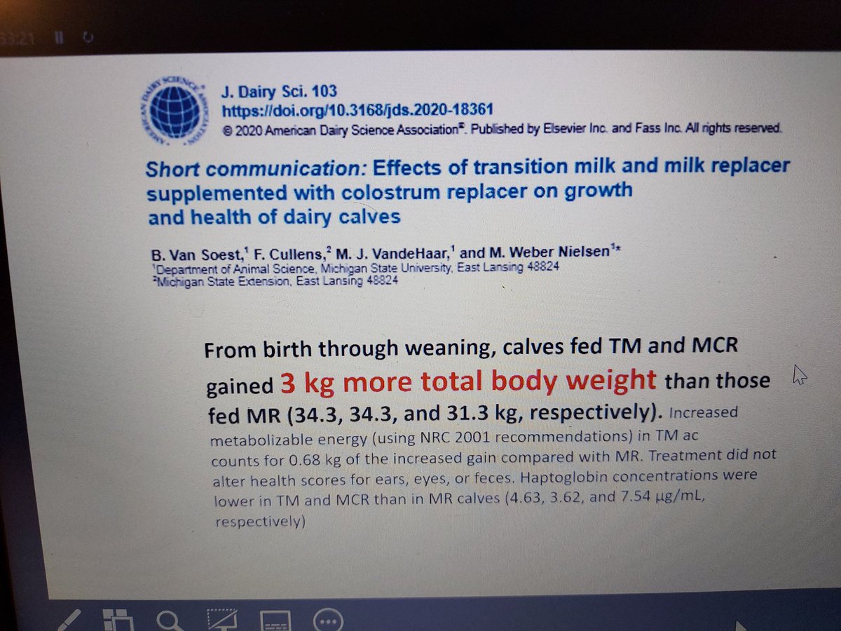 CalfChat's tweet photo. Interesting at #HCC2020 Healthy Calf Conference, with @CalfCareCorner Dr Mike Nagorske highlights the value of transition milk. A new study really puts it's value into perspective, reporting an increase of 3kg total body wgt in calves fed transition milk for just 3 days.#CalfChat https://t.co/a7ZrEh5Dlp