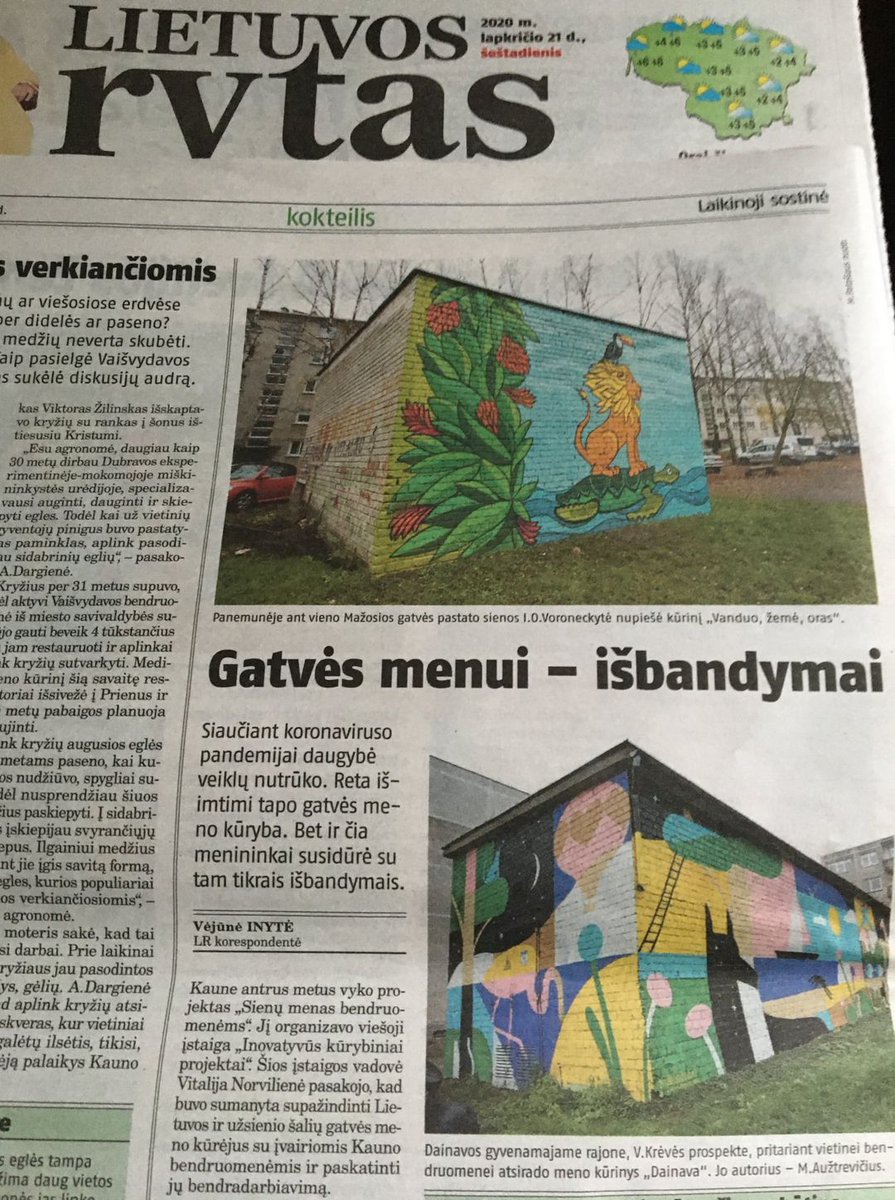 ForMurals's tweet photo. Saturday's issue of the largest Lithuanian daily newspaper @BClrytas for Kaunas "Laikinoji sostinė" tells the readers about the European project 'Murals for Communities'.
@europe_creative https://t.co/Ry2fIzBRQf