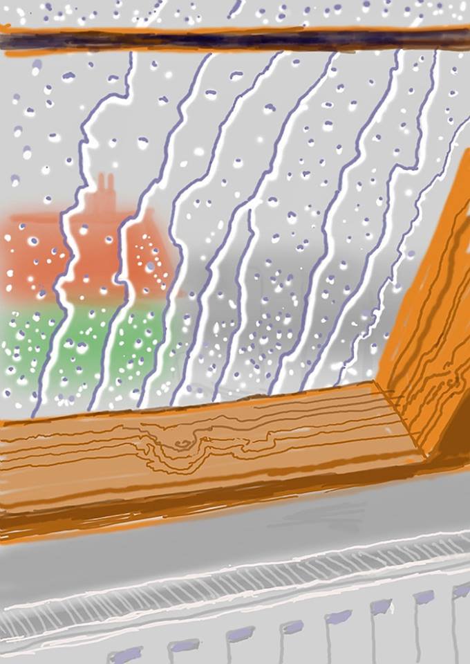 David Hockney, Rain on the Studio Window, 2011, iPad drawing