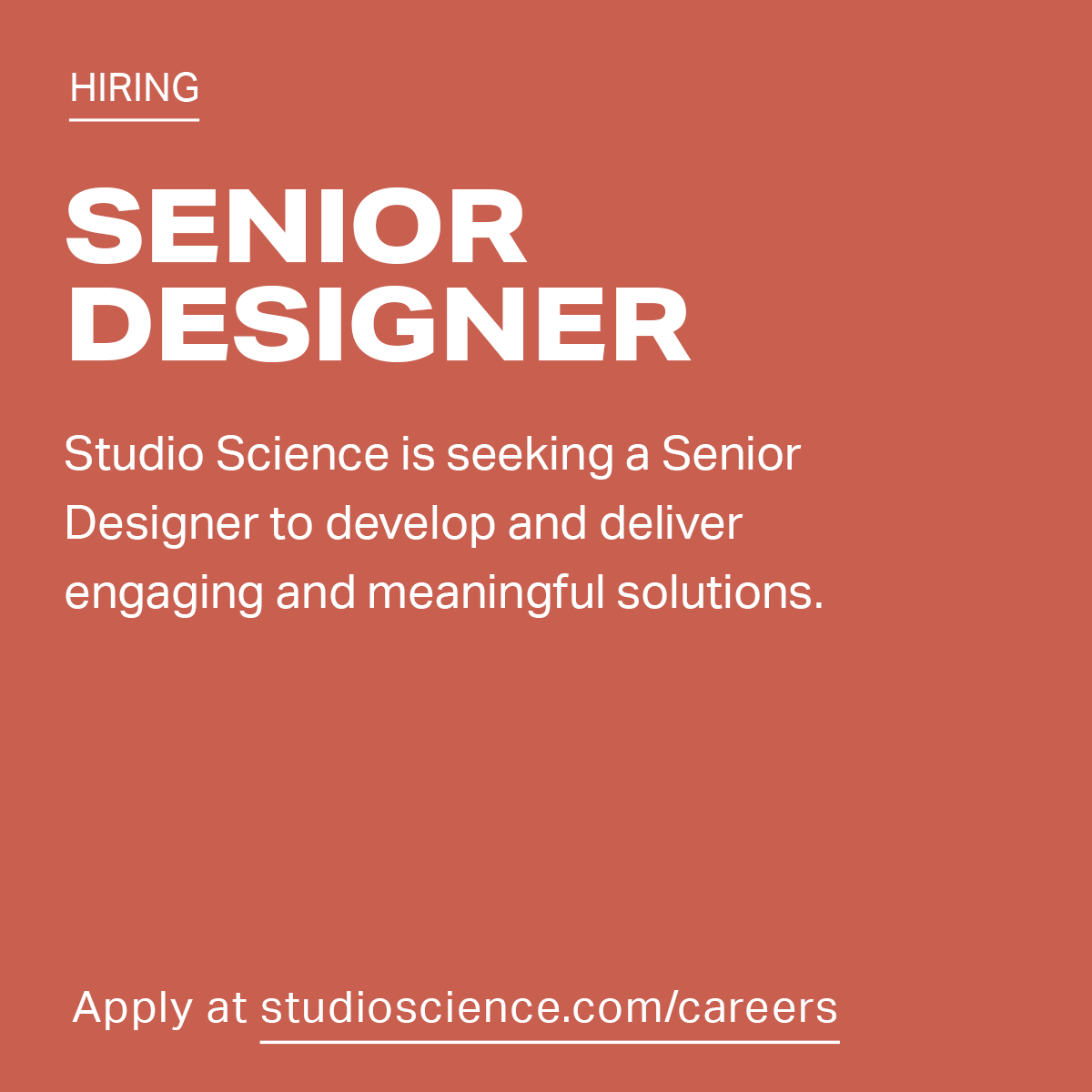 StudioScience's tweet photo. Studio Science is seeking a Senior Brand Communications Designer to join our growing team. 

Apply here: https://t.co/TmiRyzQkWs https://t.co/bo2SQWqWQy