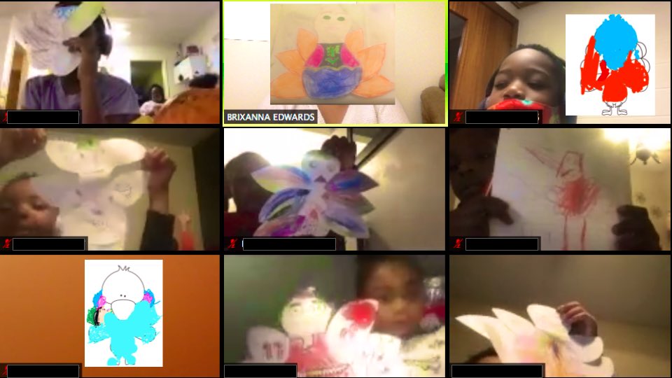 brix_edwards13's tweet photo. Is it really Thanksgiving Week if you don’t read Turkey Trouble??? We made some turkeys &amp; disguised them!! @HMC1Ingels @HMC1Proud 

I spy:
- a butterfly 
- a pizza man
- Santa 
- a unicorn
- a turkey (class favorite 🤦🏾‍♀️🤷🏾‍♀️)
- Batman 
- Princess Anna https://t.co/Uj3vkbZ0Gv