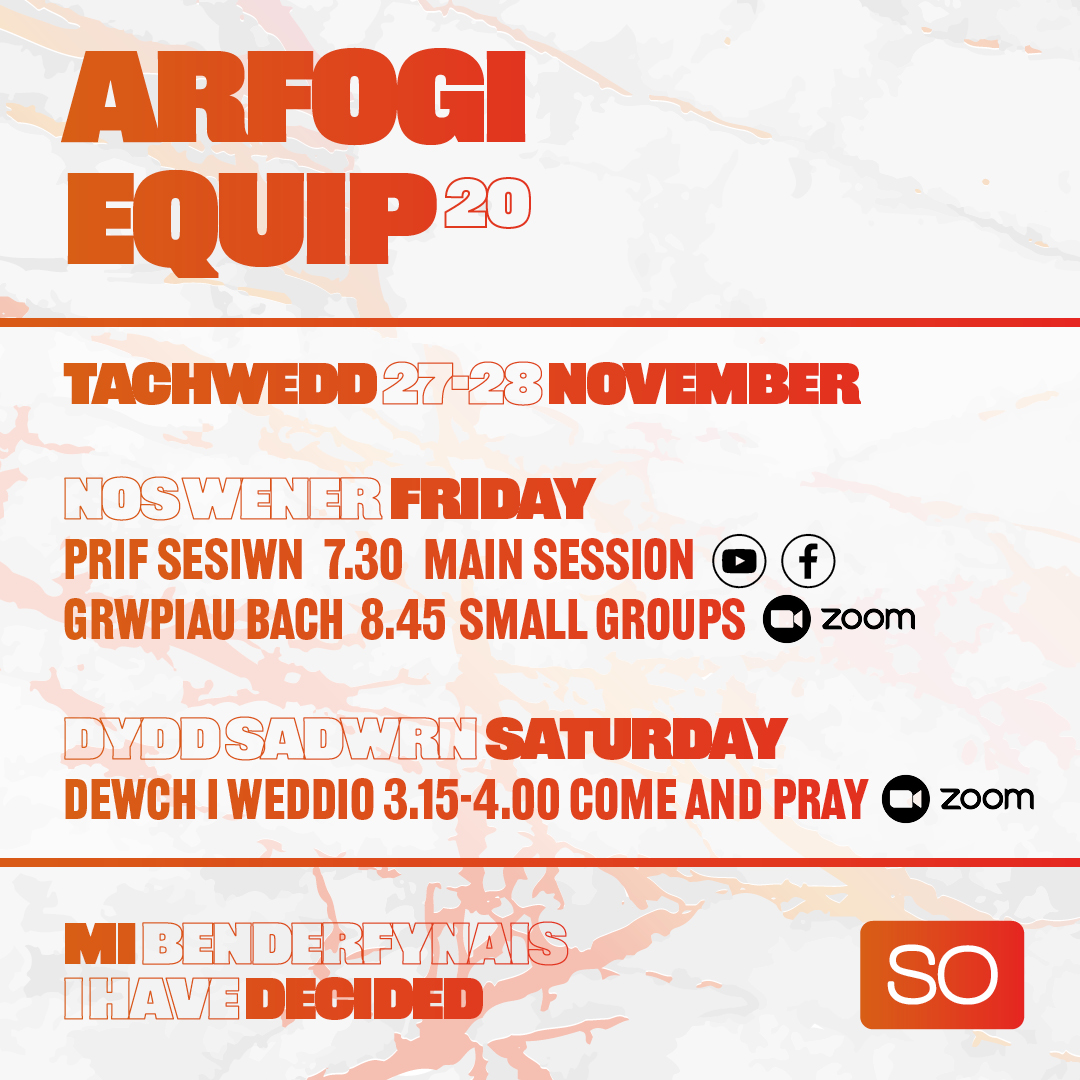 Mae #Arfogi20 penwythnos yma! 🥳
Edrych ymlaen yn fawr i ddod at ein gilydd eto.

Equip is only 3 days away! Join us this weekend!