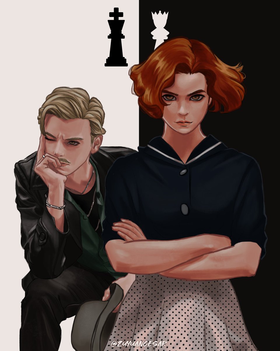 zuyuancesar's tweet photo. Benny and Beth from The Queen's Gambit 🖤♟️🖤
#TheQueensGambit https://t.co/MuDBjhLj82