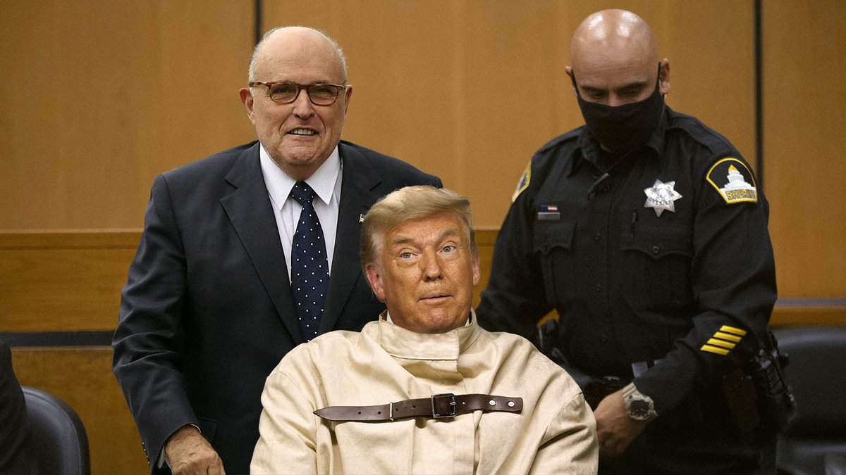 Giuliani Wheels Straitjacket-Wearing Trump Into Courtroom In Bid To Win Election With Insanity Defense https://t.co/26tXMj8dPP https://t.co/cD7sblPEsZ