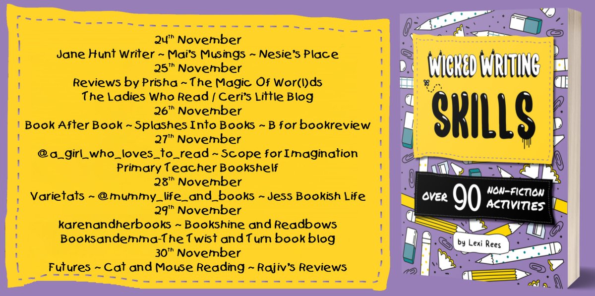Jolliffe03's tweet photo. [AD-Book Review]
5*#Review #WickedWritingSkills @lexi_rees
 https://t.co/eLQ8Lknhr2 Illustrated with fun graphics and contains projects to test out skills at the end of the book. @rararesources #OutsetPublishing #ChildrensBooks #KidLit #NonFiction #Workbook #Writing #tuesdayvibe https://t.co/n7McVSSBr6