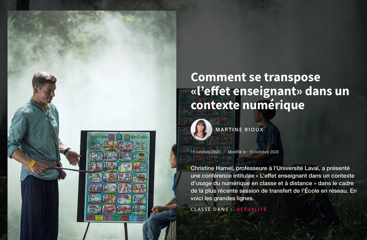 nneChiardola's tweet photo. #EcoleNumérique #GestesPro Comment se transpose «l’effet enseignant» dans un contexte numérique https://t.co/qrUXX3gDX3 via @ecolebranchee https://t.co/Odh21NM981