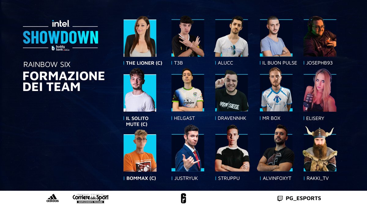 PGEsportsIT's tweet photo. Anche le formazioni di Rainbow Six sono state decise! 
I nostri talenti sono pronti a scendere in campo e sfidarsi. 

E tu ci sarai il 27 novembre a guardarli combattere per il primo posto? 🏆

#MGW2020 #IntelShowdown @Intel_Italia @mybuddybank https://t.co/7OjBIQ5BAj