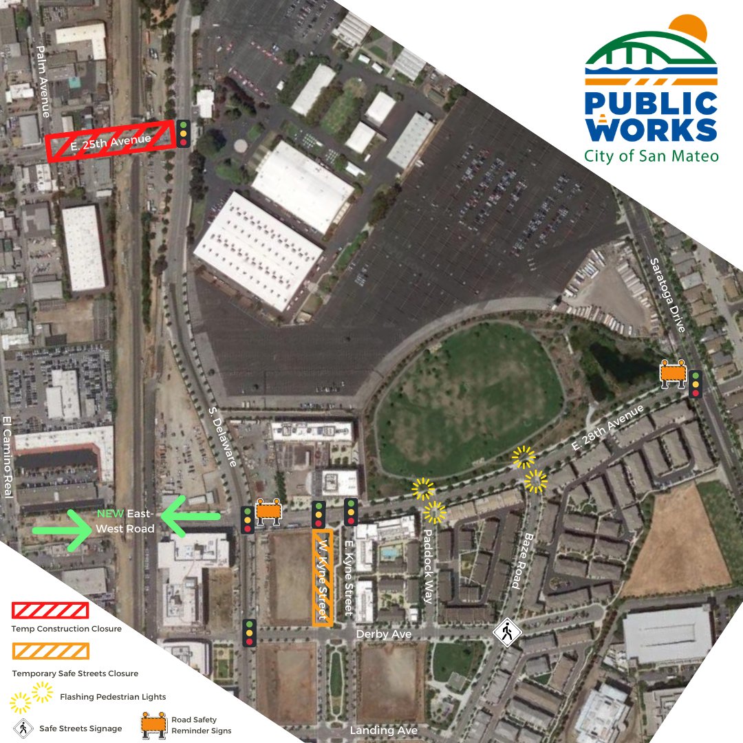 Big Safety Improvement news! 😊🤗 

28th Avenue at El Camino will open in Dec to through traffic. Our emergency vehicles 🚒 🚓🚑 can soon get to you faster! 

Details: cityofsanmateo.org/25thGrade 

#PublicWorks #SanMateo #BayAreaTraffic 

<a href="/sanmateochamber/">San Mateo Area Chamber of Commerce</a> <a href="/svbc/">SVBC</a> <a href="/SanMateoPD/">San Mateo Police Department</a> <a href="/smcfire/">SHINMANCHUL</a>