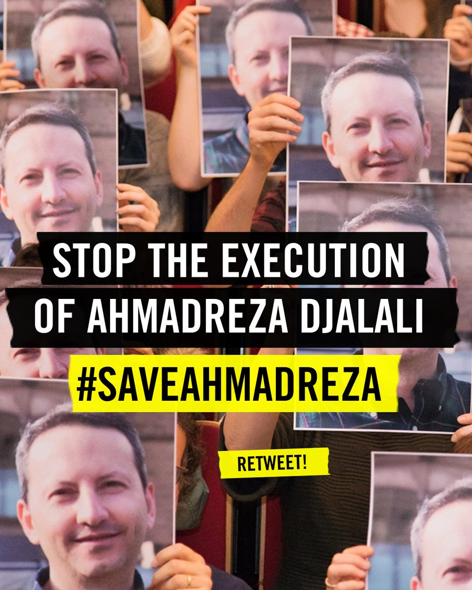 #StoptheExecution & #SaveAhmadreza! @Amnesty is calling on Iran’s authorities @khamenei_ir to immediately stop any plans to execute Swedish-Iranian academic #AhmadrezaDjalali. On 24 Nov, he was transferred to solitary confinement and informed that his execution is imminent.