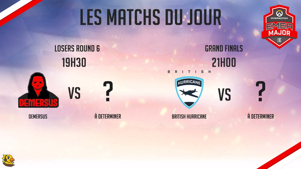Ce soir, on se retrouve pour la conclusion de l'<a href="/EBC_gg/">EBC</a> Major !

⚔ 19H30, Finale Losers : #Demersus vs TBD

⚔ 21H, Grand Finals : <a href="/Hurricane/">British Hurricane</a> vs TBD

📺 Soyez au rendez-vous sur Twitch.tv/castersnest