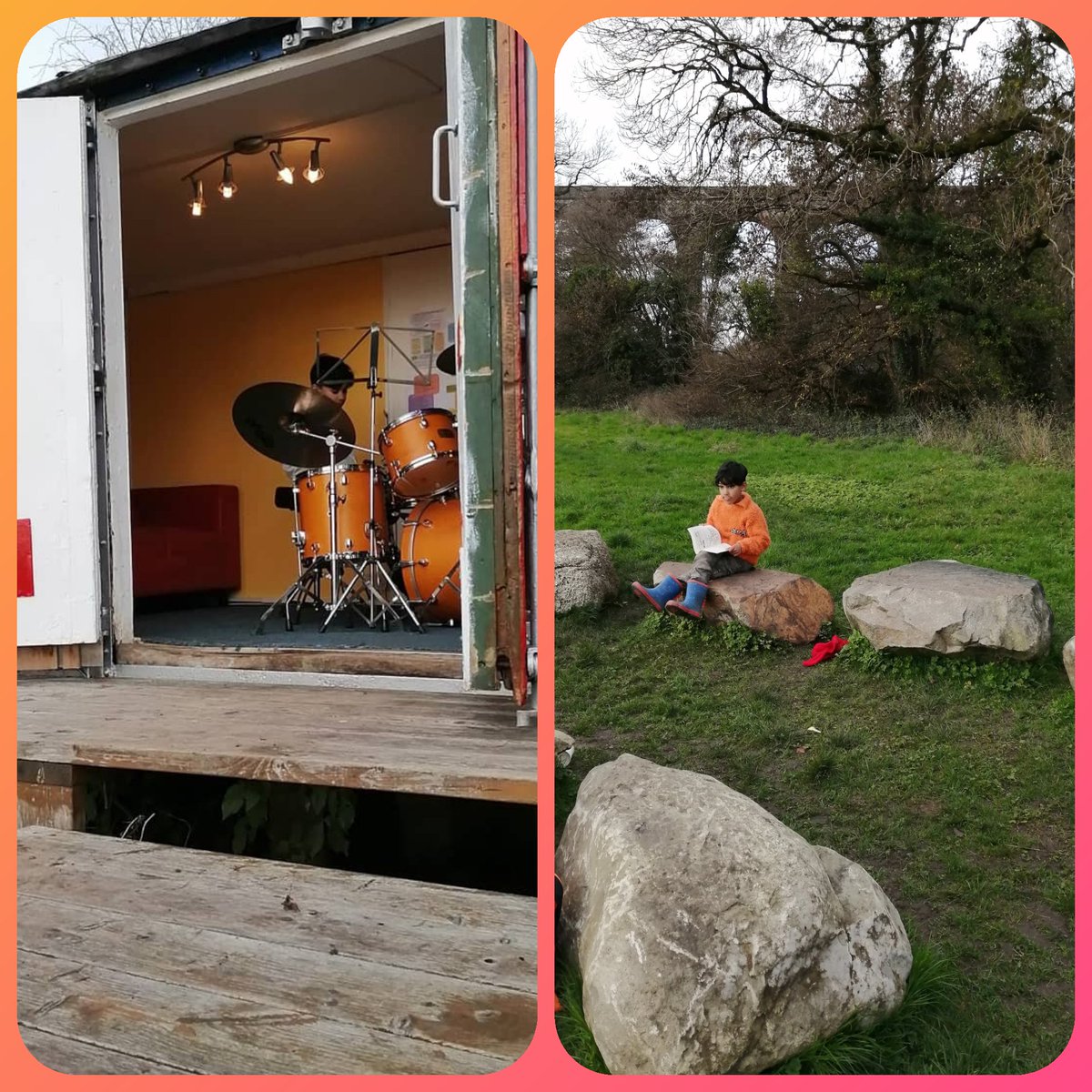 Two fantastic things happened for Aryaan this week. His first drum lesson (in Welsh) and he picked up his friends book and got totally lost in it. It took him ten minutes to notice everyone else had moved on to the park 😂 <a href="/MrSHowe3/">Mr Howe</a>