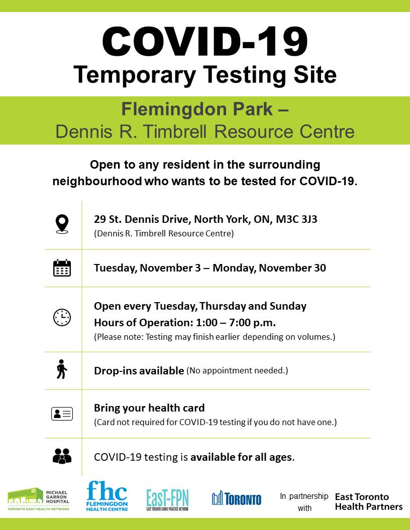 TNOtoronto's tweet photo. COVID-19 Testing Site in Thorncliffe and Flemingdon Park 
See details below... https://t.co/QJrKbORivR