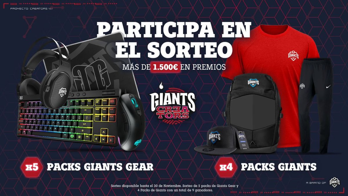 GENTES, para celebra la entrada en GIANTS CREATORS,  tenemos un SORTEO BRUTAL de 1500€ 👇👇👇

Requisitos:

🔃 RT A ESTE TWEET

✅ FOLLOW @GiantsGaming 

✅ Y a mi 👉<a href="/GGinyin/">Ginyin</a> 

De este tweet saldrá uno de los 9 ganadores, suerte a todos 😘