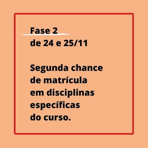 🚨 ATENÇÃO GALERA! 🚨

Abre hoje e fecha amanhã o período para matrículas em disciplinas específicas de curso!

Não deixe de conferir quais disciplinas você foi matriculada(o) e quais você ainda quer tentar incluir no seu próximo, semestre, ok? 🧐