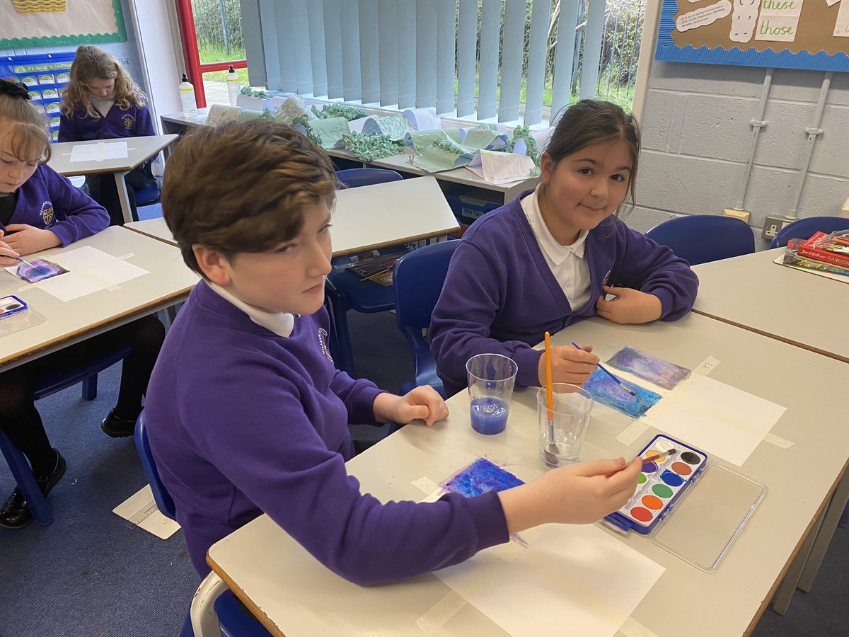 class5_6F's tweet photo. Creating galaxies using watercolours. #crosscurricularscience https://t.co/wIX3VtoLuL