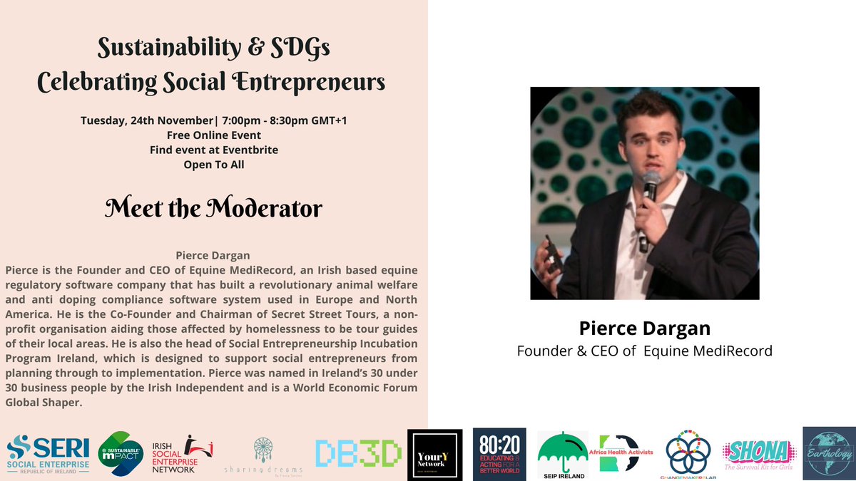 We can’t wait to hear from @DarganPierce, Head of @SEIPIreland, as he moderates this great @YourYNetwork1 event tonight!  

There is still time to sign up for this interesting event here: eventbrite.ie/e/sustainabili…

#KnowYourY #SocialEnterprise #SEIP #Ireland