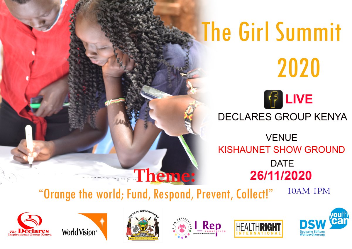 DeclaresKenya's tweet photo. Join us this 26th November on the #GirlSummit2020 as we commemorate #16DaysOfActivism to increase awareness on violence against women and girls in #westpokotcounty #hapaproject #sahaproject #shapeproject @DSWKenya @hivosrosa @rhnkorg @HealthRight_KE @WorldVisionKE @PublicPathways https://t.co/AAZwkDthI9