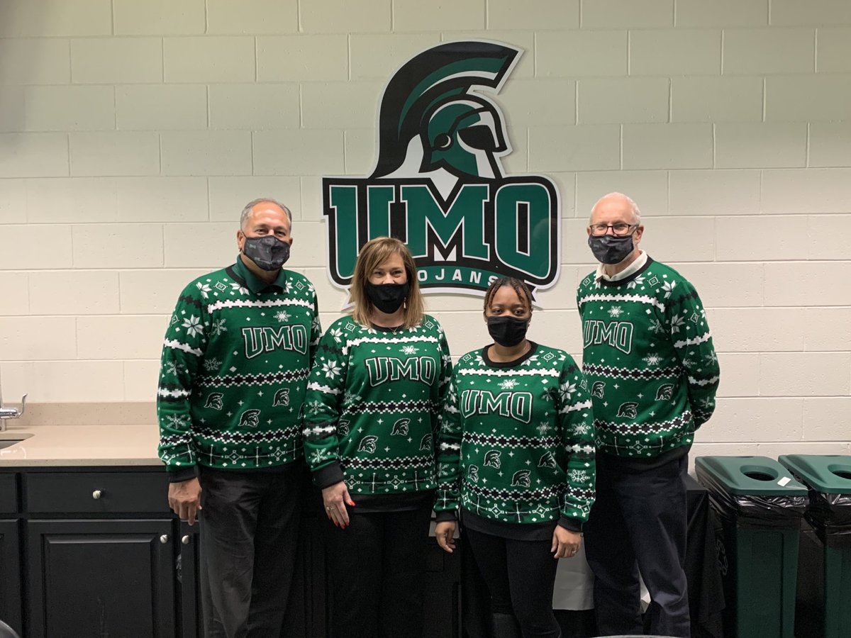 Trojan staff in Trojan sweaters on #TrojanTuesday. #GDTBAT #GoGreen #UglySweaters