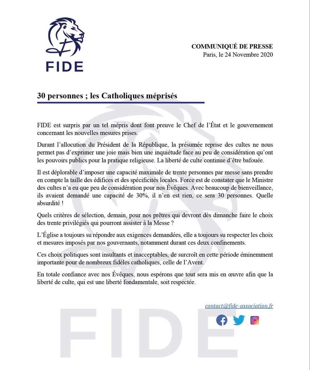 FideGeneration's tweet photo. [COMMUNIQUÉ]
Suite à l'allocution du Président de la République, les Catholiques moqués https://t.co/In13S8dhlU