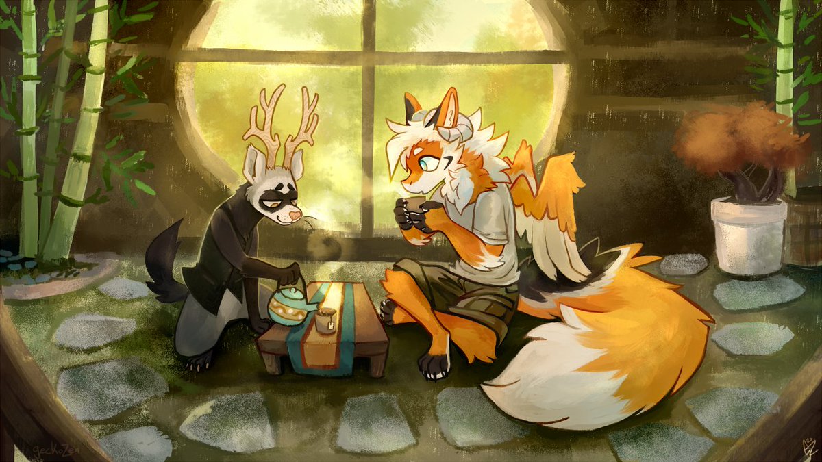 gecko_Zen's tweet photo. Commission for @sleepyFluffer of her characters Feldt and Felix 🍵 https://t.co/6msf8HIS8c