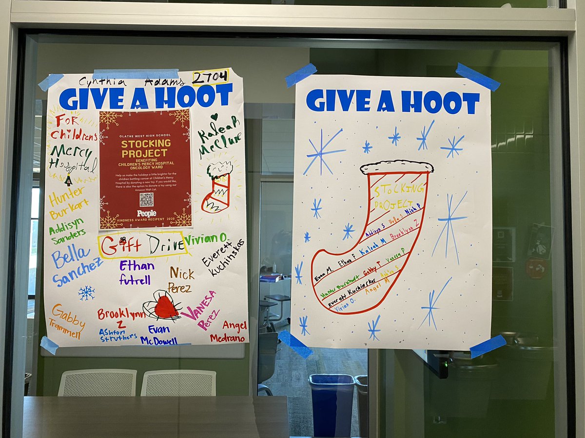 CoachC_OWLS's tweet photo. Can I say I love having these kiddos! They have great hearts and love giving! I sure will miss having them in my room! Glad they were able to give back and make a difference in other’s lives #OWStockingproject #OWGiveaHoot @olatheschools @ChildrensMercy #adamsadvisory https://t.co/7WgXwUXB1B