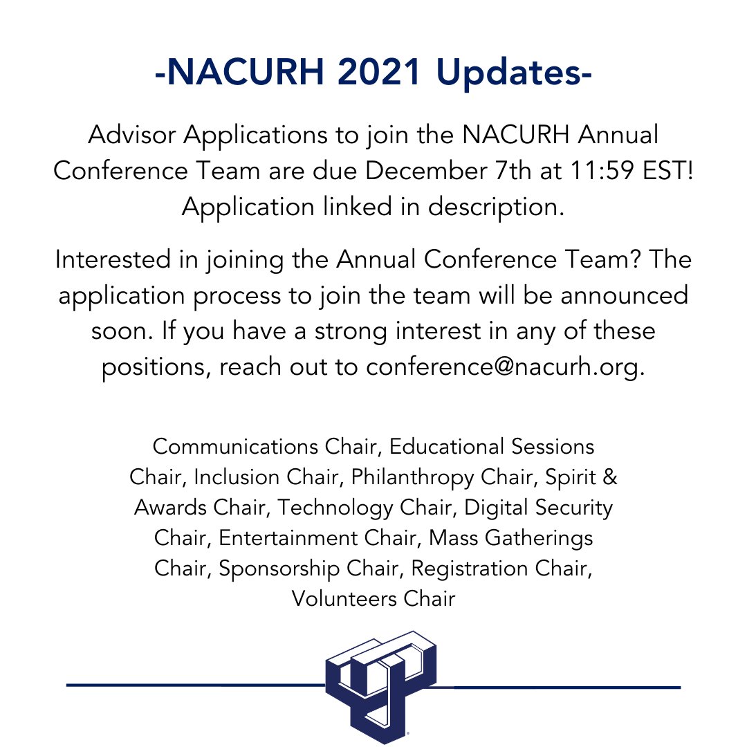 Hey GLACURH!
Here are some updates for NACURH 2021.
If you have any questions, reach out to gl_director@nacurh.org.
✌️💙❄️🐻