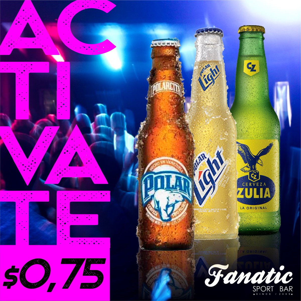 ACTIVATE!
No puedes perderte de nuestra promoción en cervezas  nacionales
Tan solo por $0.75, vente ya!
Martes a Sábado desde las 12 del mediodía en horario corrido.

#fanaticsportbar #portuguesa #acariguaaraure #acarigua #araure