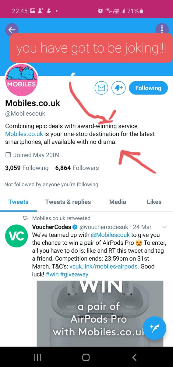 katiebaum88's tweet photo. Absolute joke of a company! Horrendous, misleading, lying, customer service filled with a ton load of drama!! @Mobilescouk https://t.co/7bI6xMWhBk