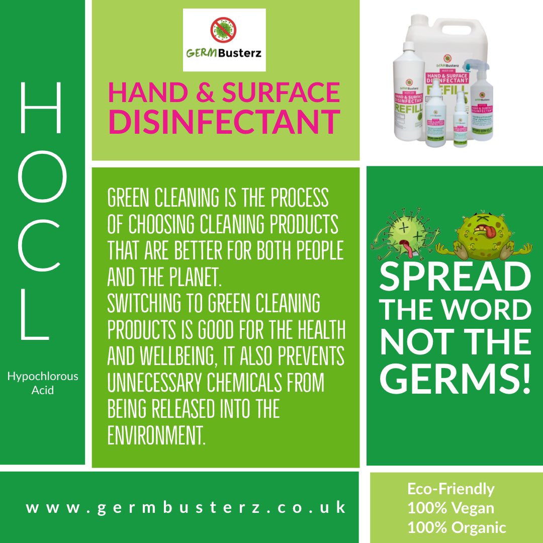 #greenclean #ecofriendlycleaning #vegancleaning #hypochlorousacid #hocl #electrolyzedwater #notoxins #chemicalfreecleaning #GERMBusterz #killgerms