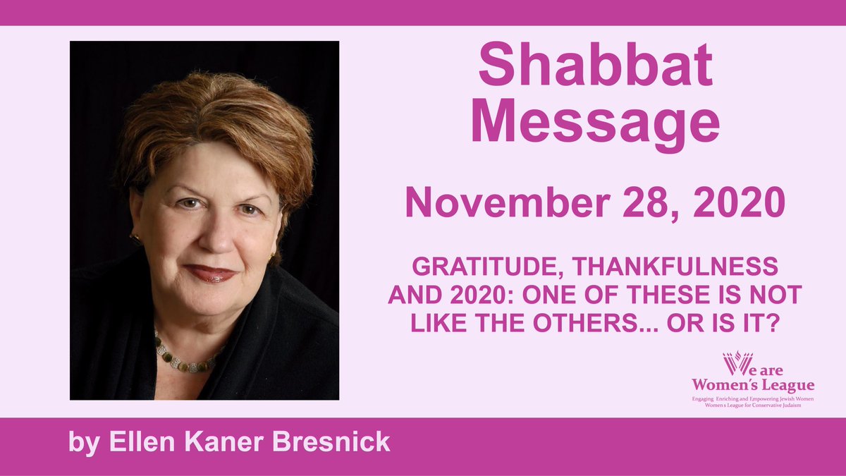 MyWLCJ's tweet photo. Shabbat Message: November 28, 2020, by Ellen Kaner Bresnick, WLCJ Education Co-Chair and Executive Committee Member. To read Ellen's full message, click here:
https://t.co/djuF7gQVep  #shabbatmessage #conservativemovement https://t.co/C5PvN43fiU