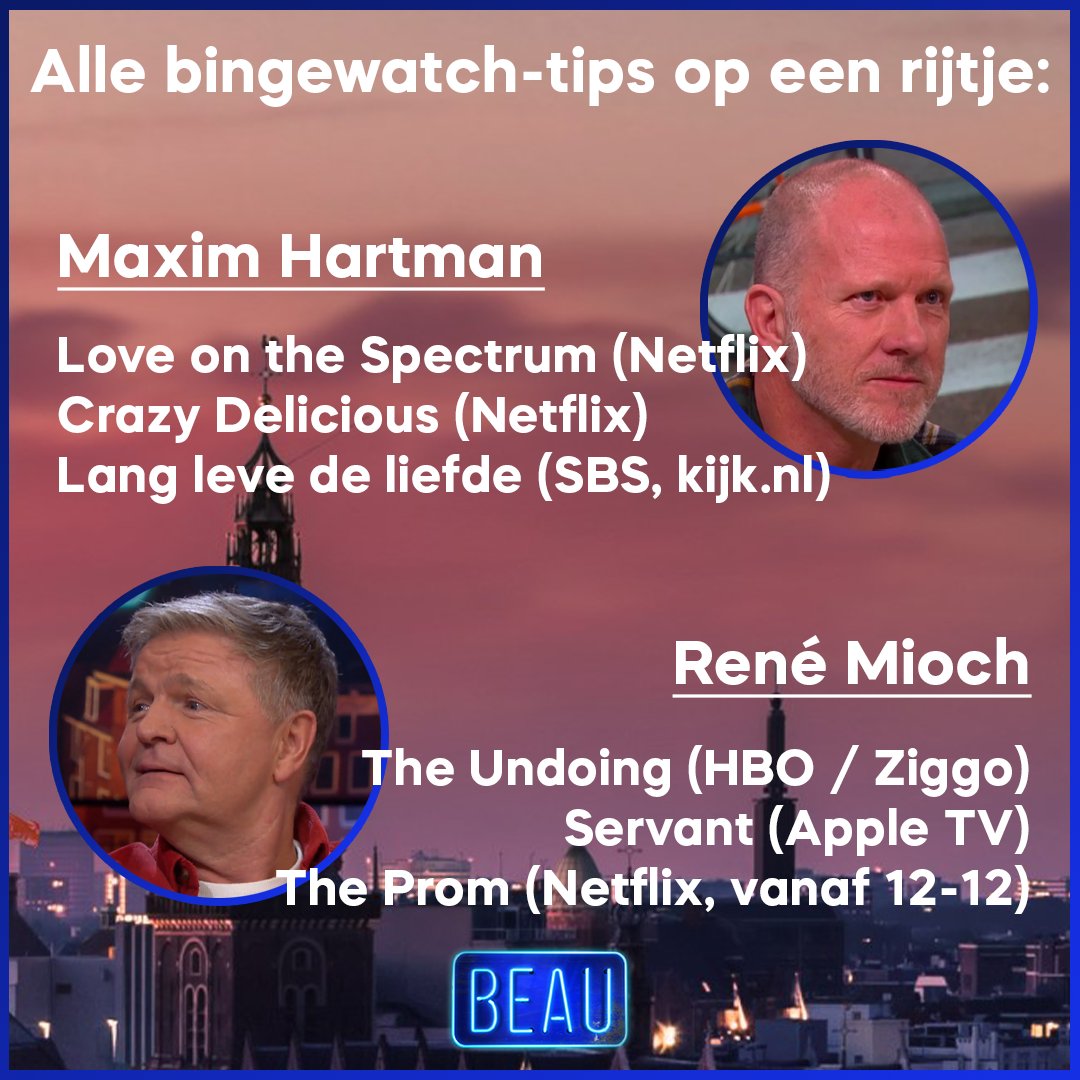 rtltonight's tweet photo. Om er zeker van te zijn dat je je de komende maanden niet verveelt, geven @maximhartman en @ReneMioch de beste 'bingewatch'-tips! #BEAU https://t.co/A6VvBhx7GL
