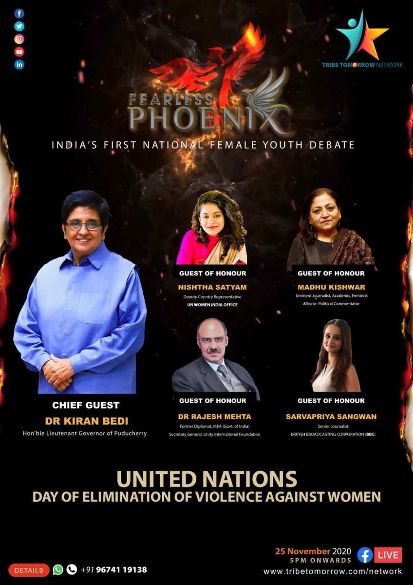 unwomenindia's tweet photo. Today, on International Day for Elimination of Violence against Women and Girls, Dept Rep @SatyamNishtha is proud to be a part of #FearlessPhoenix ,๐ฎ๐ณ's first National Female Youth Debate to discuss the next steps to ending violence against WAG. #16Days https://t.co/dE6XH4G0aP